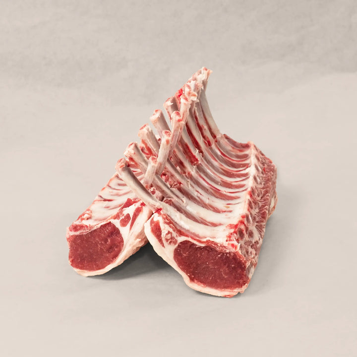 Artisan Rack of Lamb, hand-trimmed and sourced from top Canadian farms, showcasing its quality and elegance.