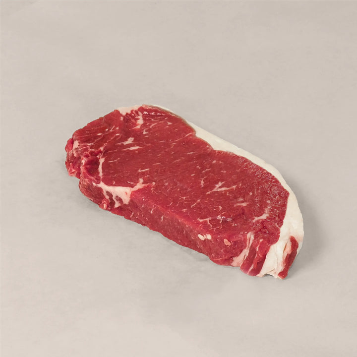 New York striploin steak cut from the short loin of Canadian beef – prized for bold flavour and tenderness, ideal for high-heat searing or grilling